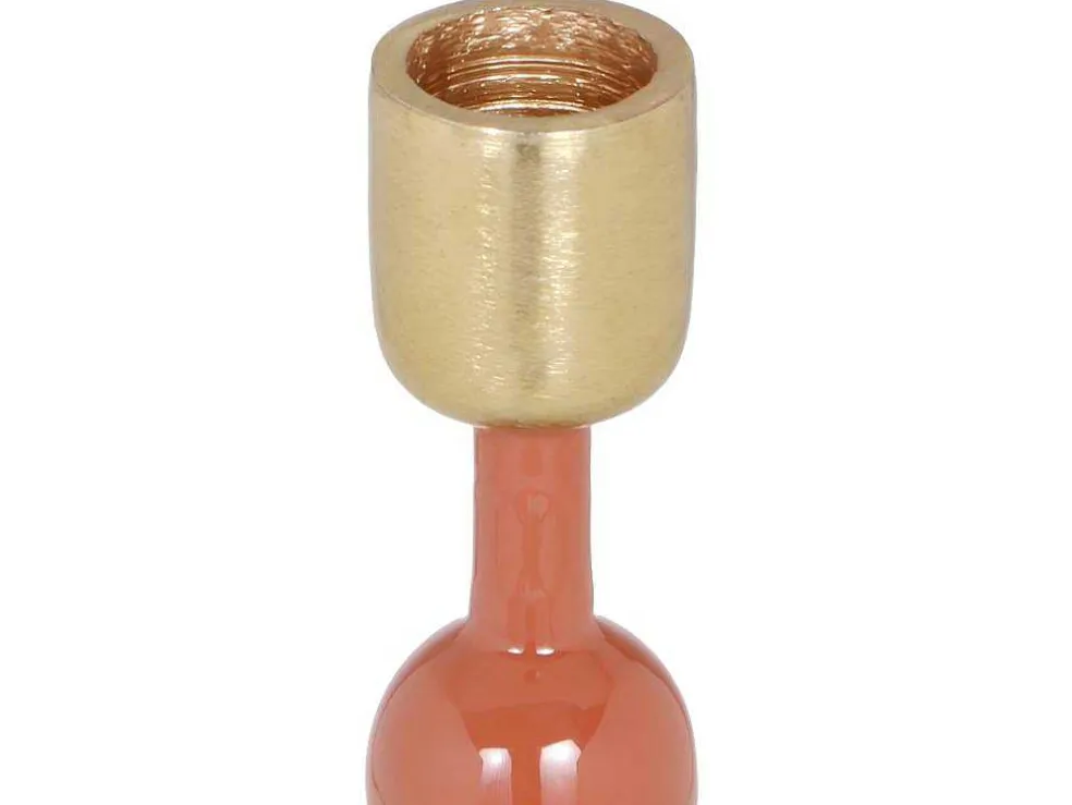 Set Van 2 Geemailleerde Aluminium Kandelaars - H.26,5 Cm En H.22 Cm - Terracotta - Parina