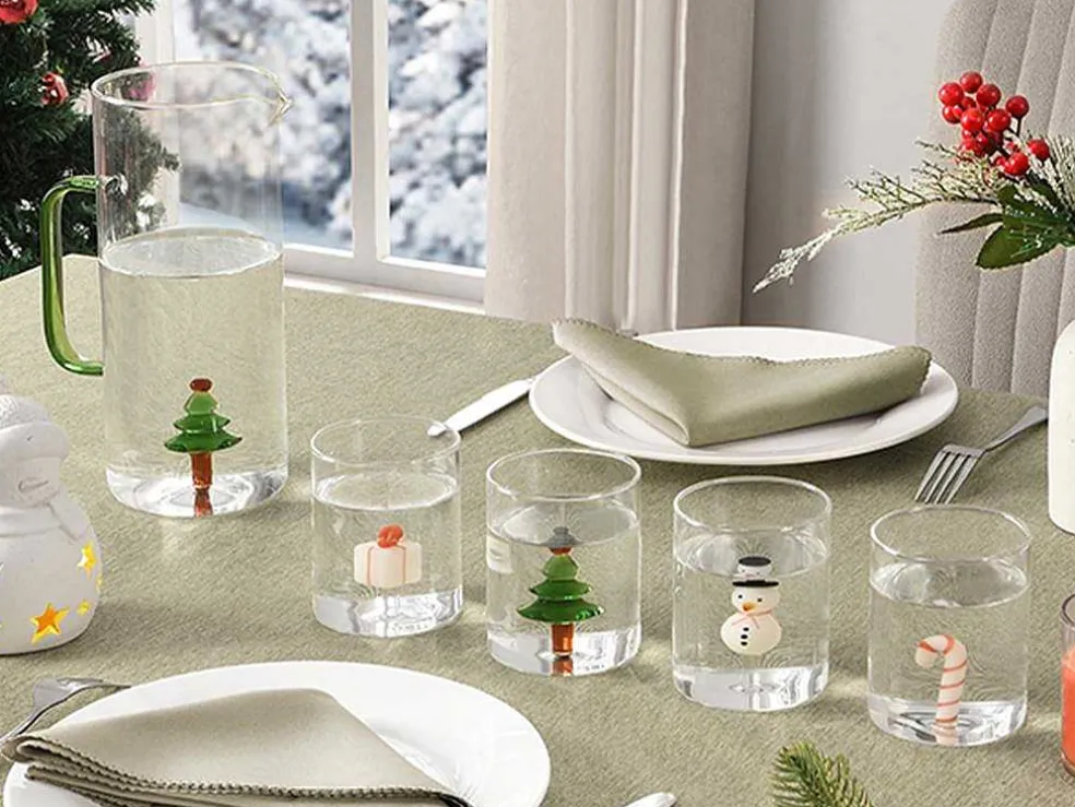 Set Van 4 Glazen Met Kerstmotieven - O7,5 X H9,5 Cm - Scopa