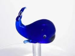 Set Van 4 Glazen Met Walvissen En Zeepaardjes - Transparant En Blauw - O7,5 X H9,5 Cm - Parasa