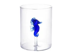 Set Van 4 Glazen Met Walvissen En Zeepaardjes - Transparant En Blauw - O7,5 X H9,5 Cm - Parasa