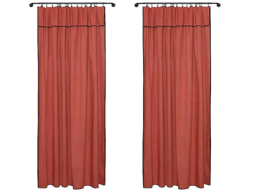 Set Van 2 Gordijnen Van Katoen En Linnen - 140 X 280 Cm - Terracotta - Borina