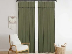 Set Van 2 Gordijnen Van Katoen En Linnen - 140 X 280 Cm - Kaki - Borina