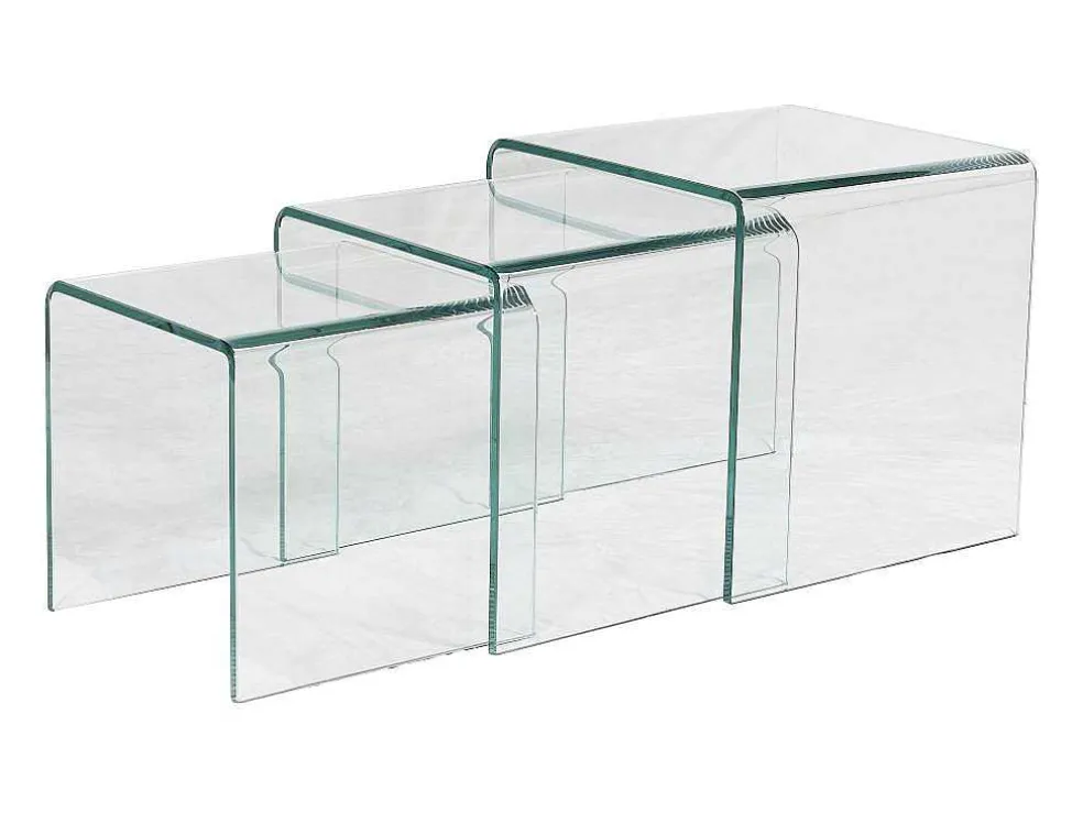 Set Van 3 Inschuifbare Bijzettafels Minka - Glas