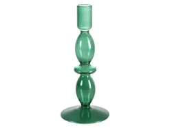 Set Van 2 Kandelaars - D9 X H21 Cm En D9 X H18,5 Cm - Glas - Groen - Kandie