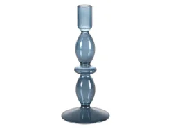 Set Van 2 Kandelaars - D9 X H21 Cm En D9 X H18,5 Cm - Glas - Blauw - Kandie