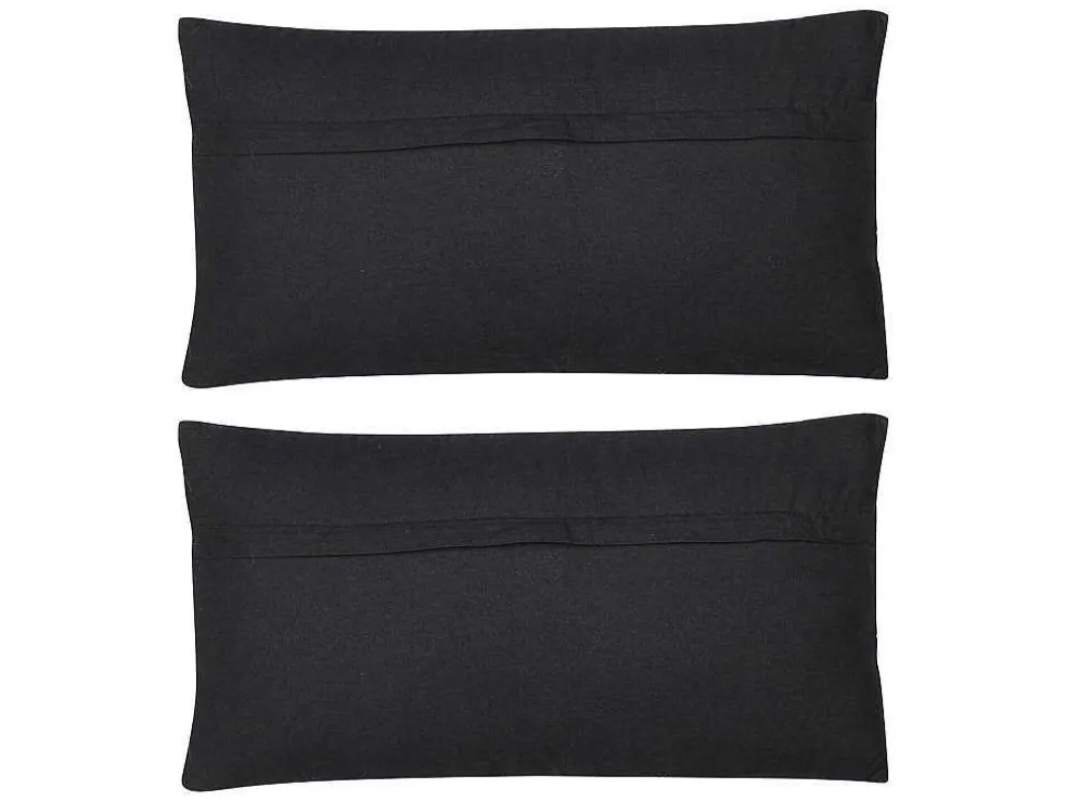 Set Van 2 Katoenen En Jute Kussens - 30 X 60 Cm - Naturel En Zwart - Natura
