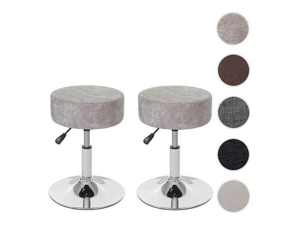 Set Van 2 Krukken Mcw-C22, Imitatie Suede, Vintage Grijs