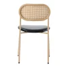 Set Van 4 Kunstleer En Rotan Stoelen - Metalen Poten - Zwart