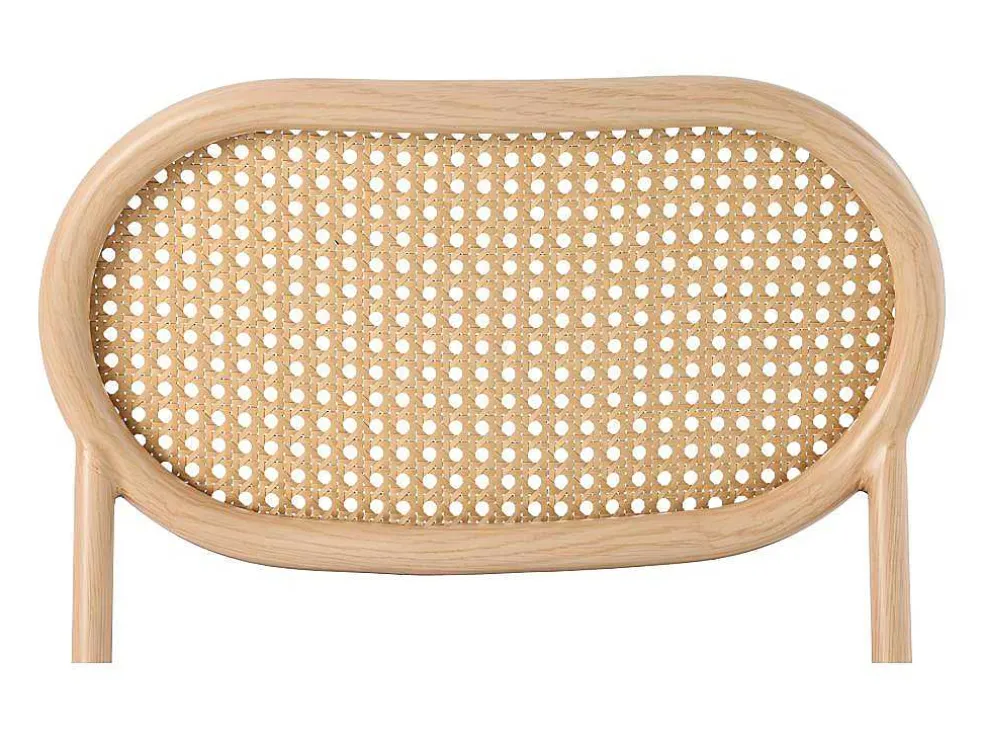 Set Van 4 Kunstleer En Rotan Stoelen - Metalen Poten - Zwart