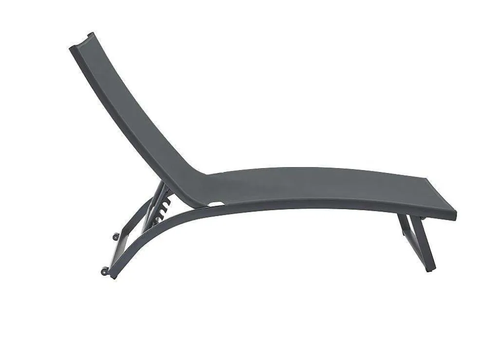 Set Van 2 Ligstoelen Met Verschillende Standen Van Aluminium En Textileen - Antraciet - Saranda Van Mylia
