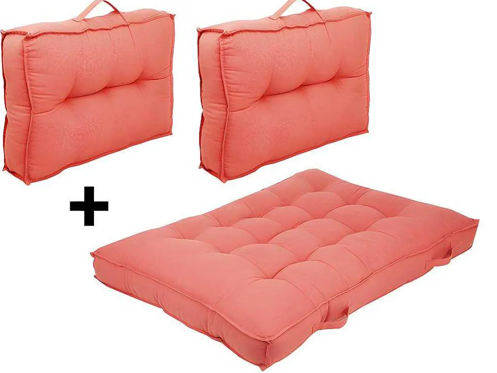 Set Van 1 Matras + 2 Katoenen Paletkussens - Koraal - Baila