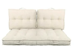 Set Van 1 Matras + 2 Palletkussens Van Ribfluweel - Beige - Baila