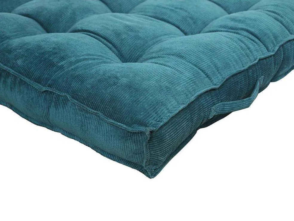 Set Van 1 Matras + 2 Palletkussens Van Ribfluweel - Blauw - Baila
