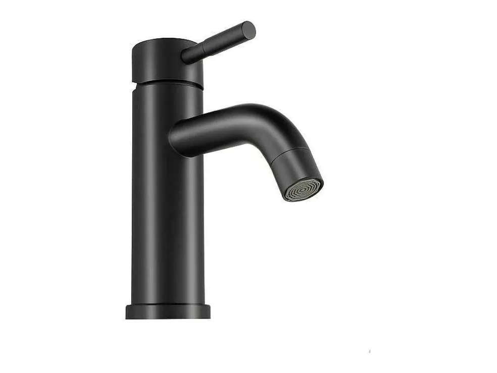 Set Van 2 Mechanische Mengkranen Met Ronde Vorm Van Geborsteld Roestvrij Staal - Mat Zwart - H17 Cm - Salavan