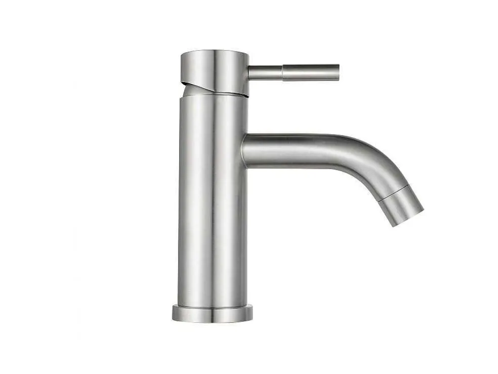 Set Van 2 Mechanische Mengkranen Met Ronde Vorm Van Roestvrij Staal - Geborsteld Nikkelkleurig - H17 Cm - Salavan