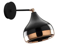 Set Van 2 Metalen Wandlampen Met Verstelbare Kap Yildo - D. 17 X H. 28 Cm - Zwart En Koperkleurig