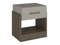 Set Van 2 Nachtkastjes Met 1 Lade En 1 Opbergvak Kleuren: Taupe En Bruin Bodil Ii