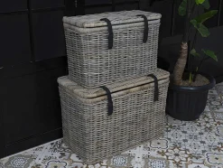 Set Van 2 Opbergkoffers Van Kubu Nefta - L80 X D45 X H55 Cm En L70 X D35 X H45 Cm - Natuurlijk Grijs