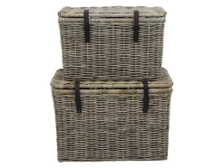 Set Van 2 Opbergkoffers Van Kubu Nefta - L80 X D45 X H55 Cm En L70 X D35 X H45 Cm - Natuurlijk Grijs