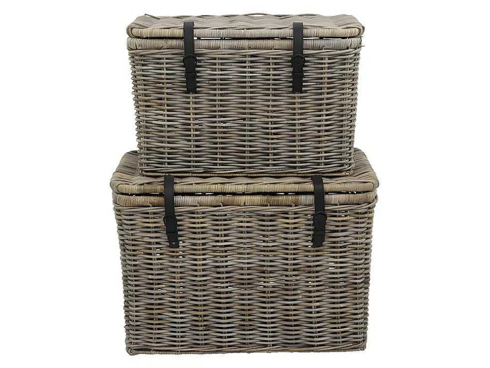 Set Van 2 Opbergkoffers Van Kubu Nefta - L80 X D45 X H55 Cm En L70 X D35 X H45 Cm - Natuurlijk Grijs