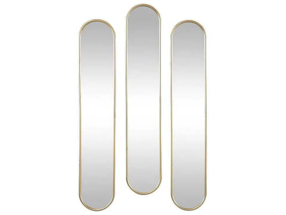 Set Van 3 Ovale Spiegels Van Metaal - B23 X H120 Cm - Goudkleurig - Jaylen
