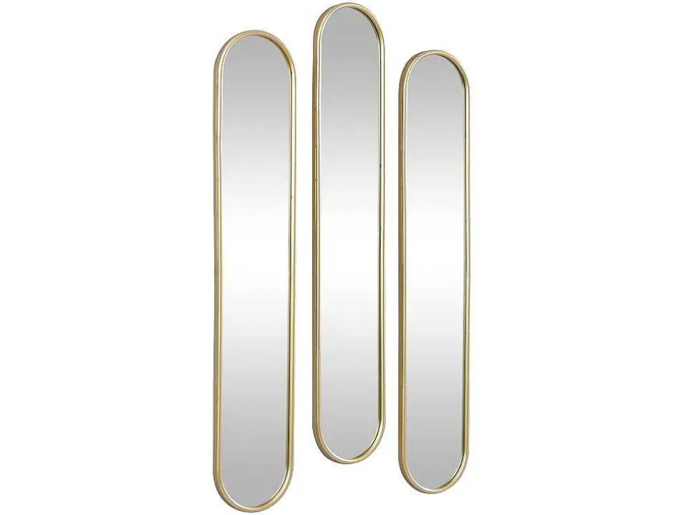 Set Van 3 Ovale Spiegels Van Metaal - B23 X H120 Cm - Goudkleurig - Jaylen