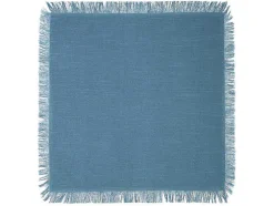Set Van 4 Servetten Met Franje - Katoen - 45 X 45 Cm - Marineblauw - Pola