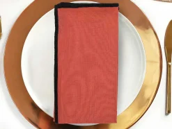 Set Van 4 Servetten Van Katoen En Linnen - 45 X 45 Cm - Terracotta - Borina