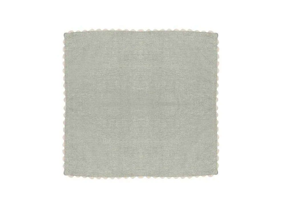 Set Van 4 Servetten Van Katoen - 45 X 45 Cm - Groen - Beige Rand - Loania