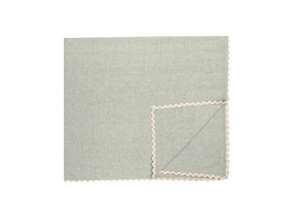Set Van 4 Servetten Van Katoen - 45 X 45 Cm - Groen - Beige Rand - Loania