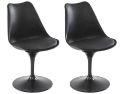 Set Van 2 Stoelen In Polypropeen, Kunstleer En Metaal - Zwart - Xafy