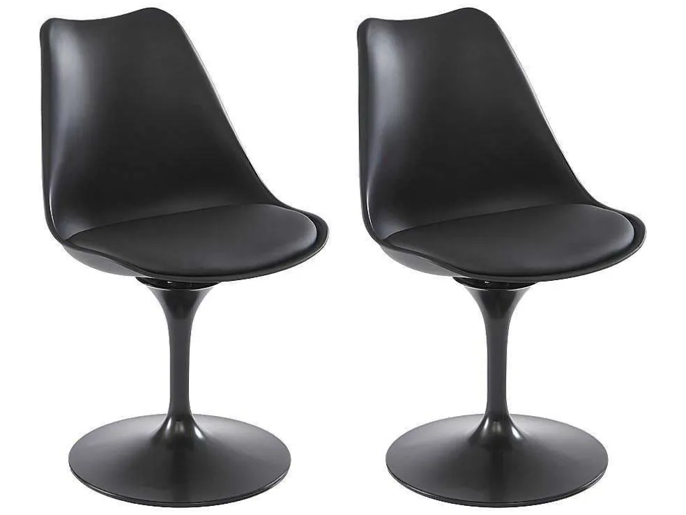 Set Van 2 Stoelen In Polypropeen, Kunstleer En Metaal - Zwart - Xafy