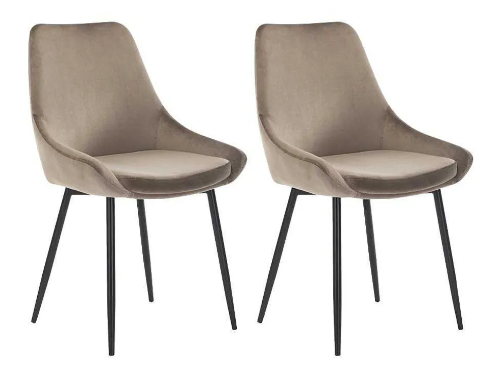 Set Van 2 Stoelen Masurie - Fluweel - Taupe