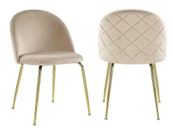 Set Van 2 Stoelen Melbourne - Fluweel En Goudkleurig Metaal - Beige