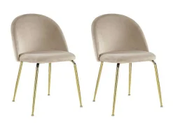 Set Van 2 Stoelen Melbourne - Fluweel En Goudkleurig Metaal - Beige