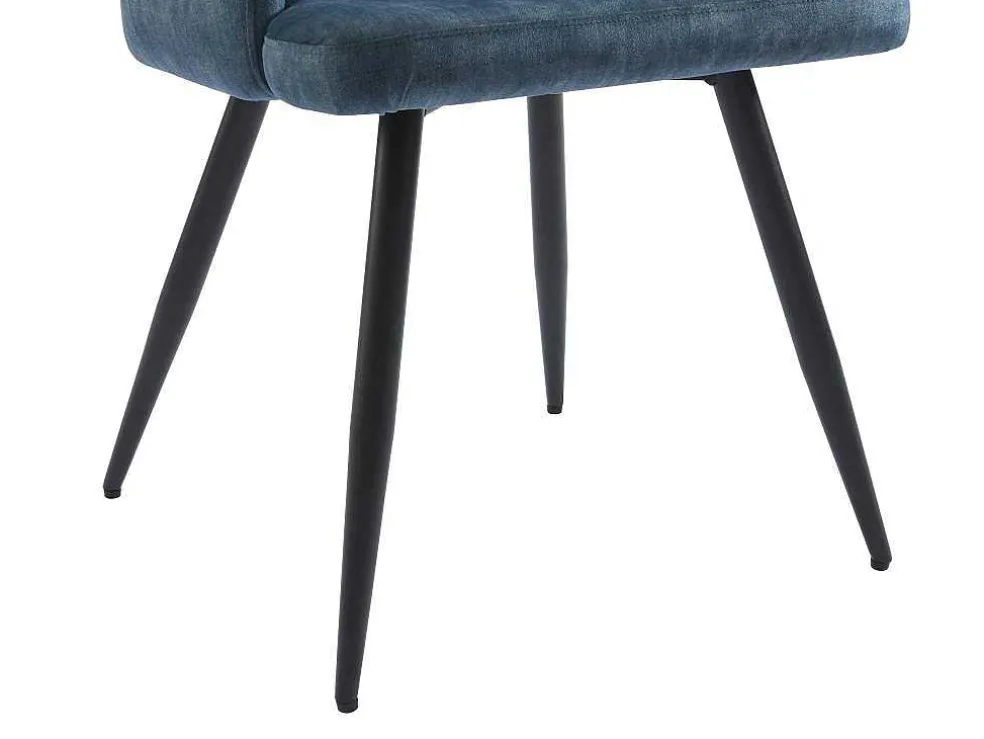 Set Van 2 Stoelen Met Armleuningen Van Stof En Zwart Metaal - Blauw - Kadija