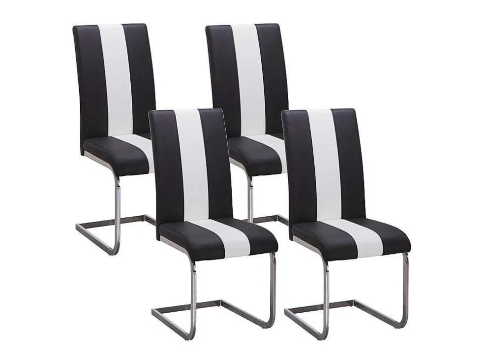 Set Van 4 Stoelen Trinity Van Kunstleer - Zwart En Wit - Van Pascal Morabito