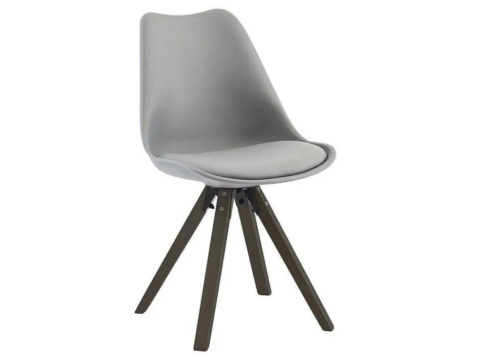 Set Van 6 Stoelen Van Polypropyleen En Beuken - Grijs En Donker Naturel - Serani