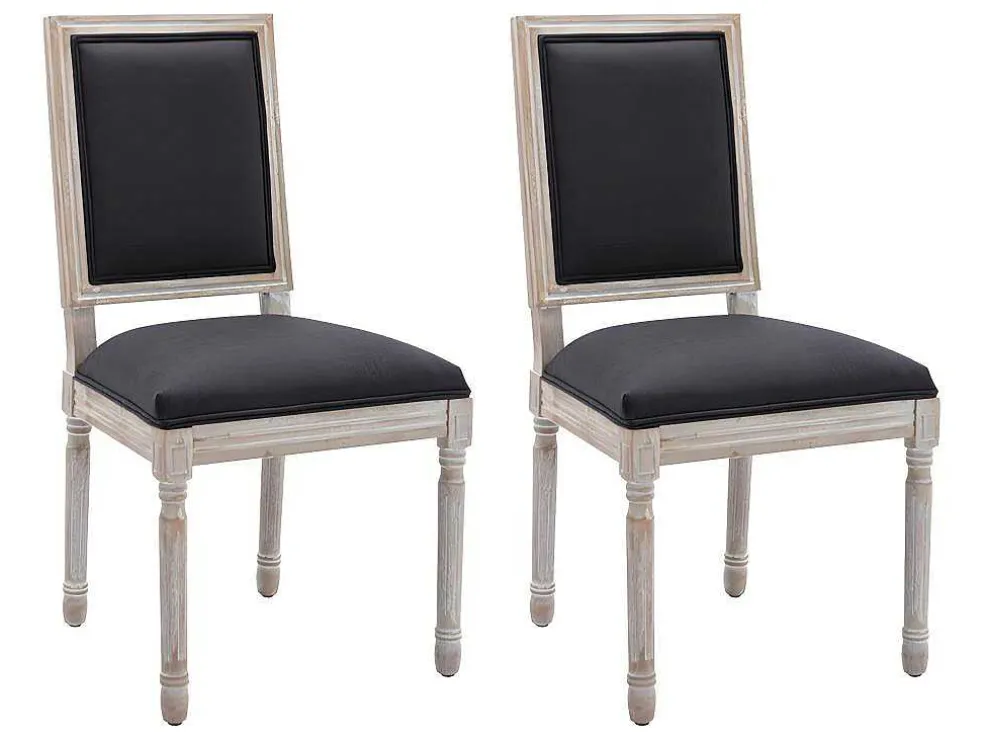 Set Van 2 Stoelen Van Stof En Heveahout - Zwart - Amboisette