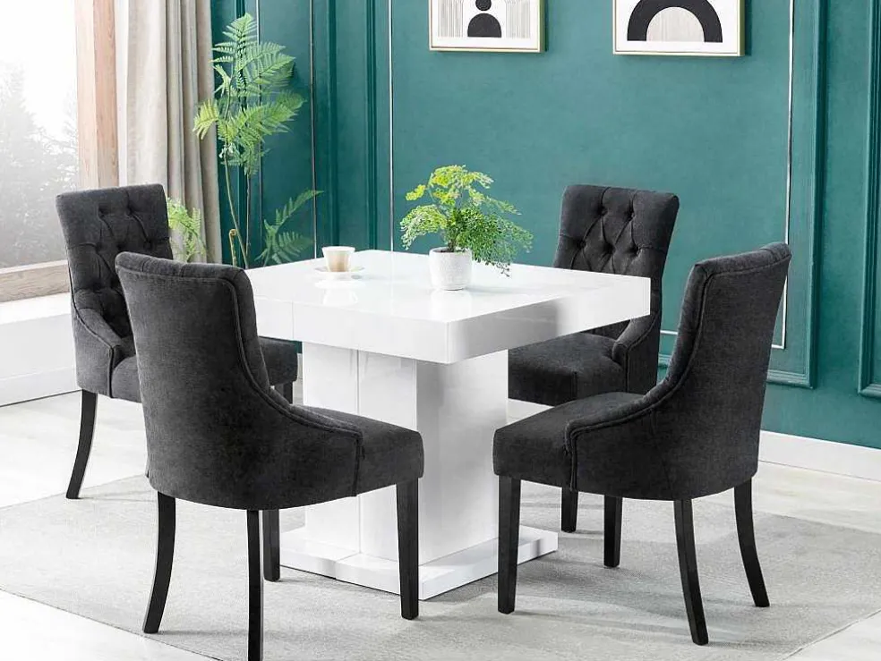 Set Van 6 Stoelen Van Stof En Heveahout - Grijs - Mervia