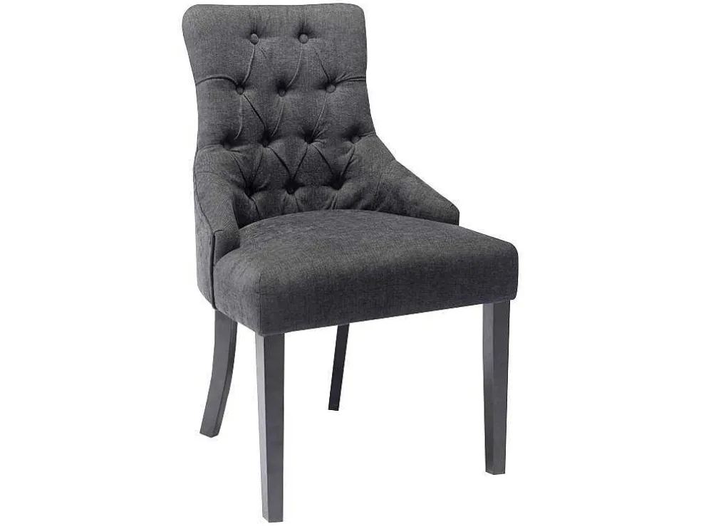 Set Van 6 Stoelen Van Stof En Heveahout - Grijs - Mervia