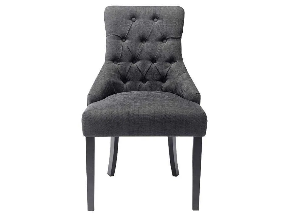 Set Van 6 Stoelen Van Stof En Heveahout - Grijs - Mervia