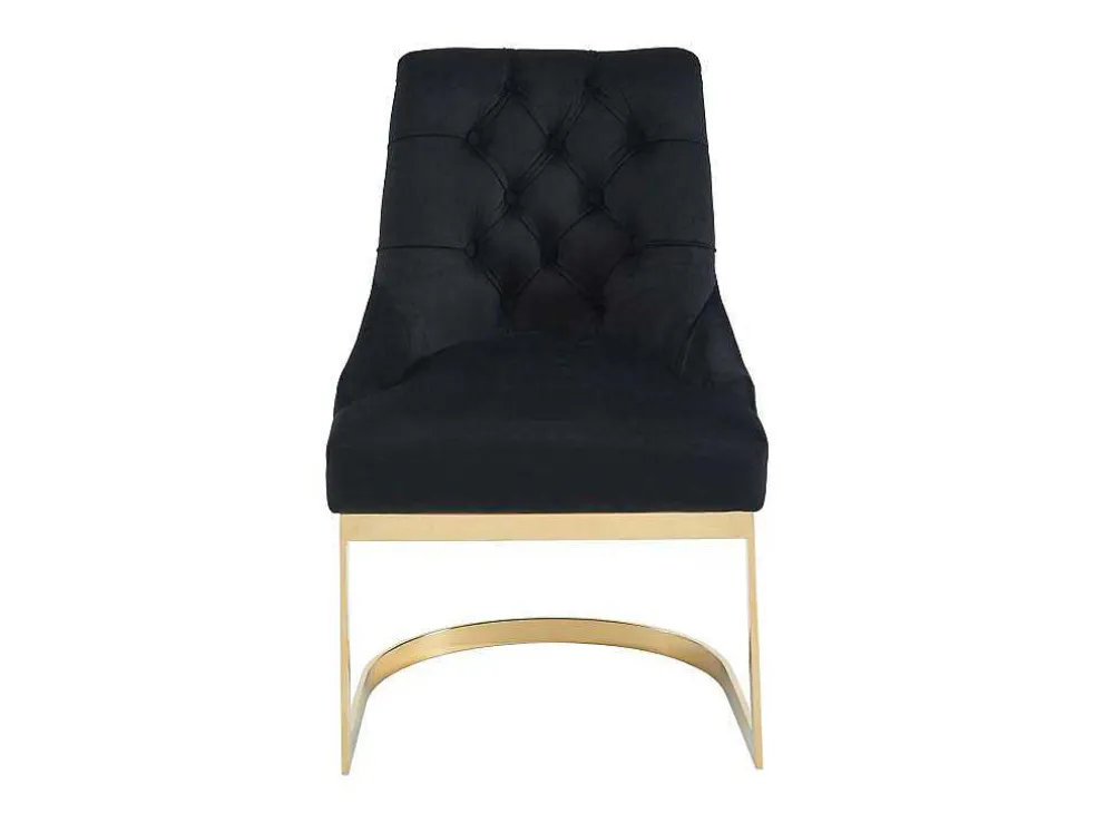 Set Van 2 Stoelen Van Velours En Goudkleurig Roestvrij Staal - Zwart - Porilaso Van Pascal Morabito