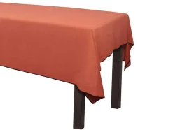Set Van Tafellaken + 4 Servetten Van Linnen En Katoen - Zwarte Rand - Terracotta - 170 X 250 Cm - Borina