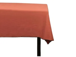 Set Van Tafellaken + 4 Servetten Van Linnen En Katoen - Zwarte Rand - Terracotta - 170 X 250 Cm - Borina