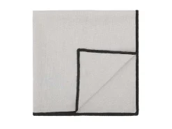 Set Van Tafellaken + 4 Servetten Van Linnen En Katoen - Zwarte Rand - Taupegrijs - 170 X 250 Cm - Borina
