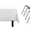 Set Van Tafellaken + 4 Servetten Van Linnen En Katoen - Zwarte Rand - Wit- 170 X 170 Cm - Borina
