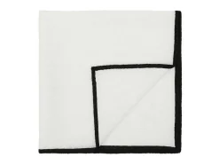 Set Van Tafellaken + 4 Servetten Van Linnen En Katoen - Zwarte Rand - Wit- 170 X 170 Cm - Borina