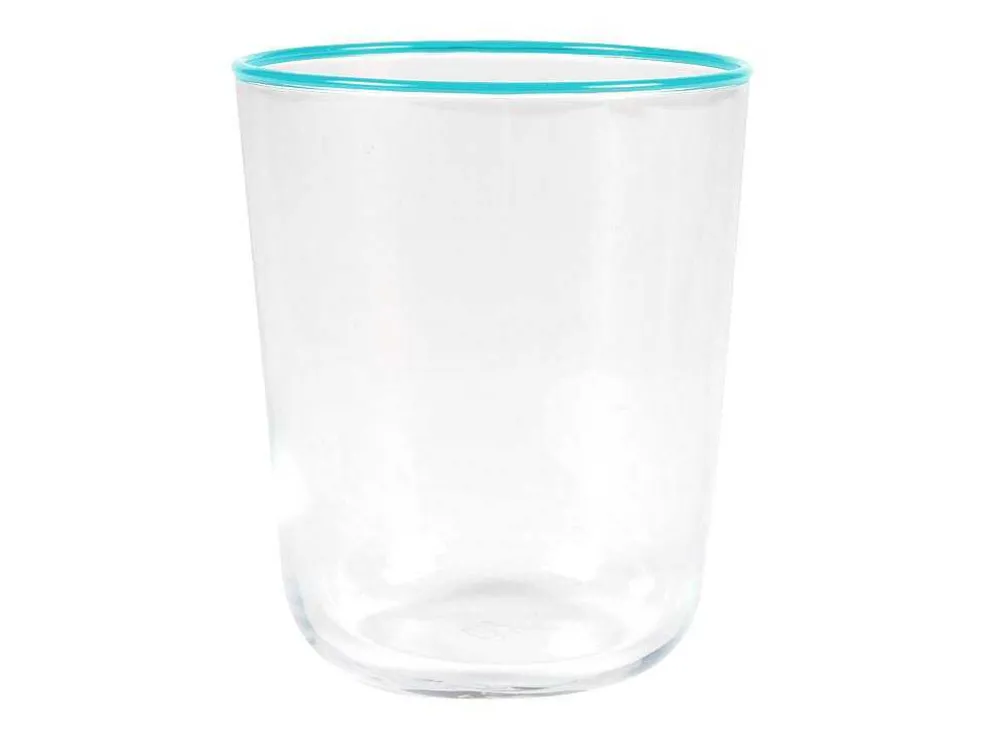Set Van 6 Waterglazen Met Een Blauwe Rand Van 31,5 Cl - D. 8 X H. 9,5 Cm - Azuran