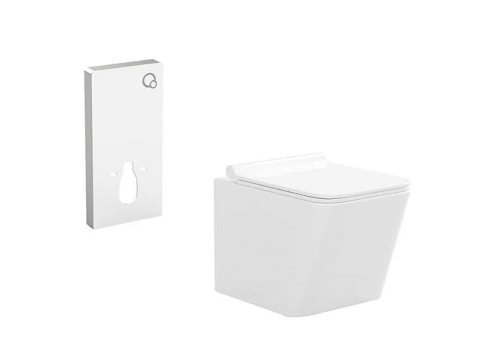 Set Voor Witte Hang-Wc Met Decoratief Voorwandsysteem - Clemona